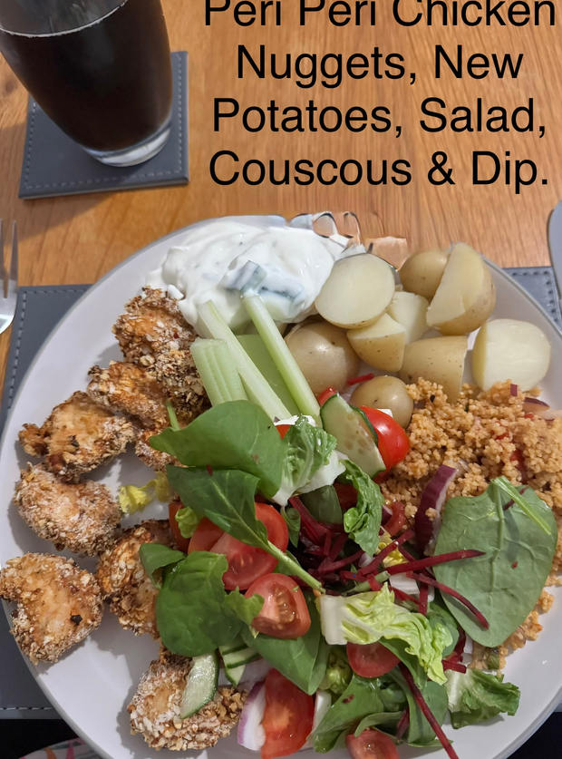 Air Fryer Peri-Peri Chicken Nuggets by Marie Holmes, Wimblington, March pinchofnom.com