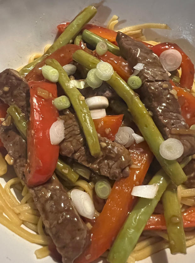 Beef, Ginger and Orange Stir-Fry by Laura E, Southampton pinchofnom.com