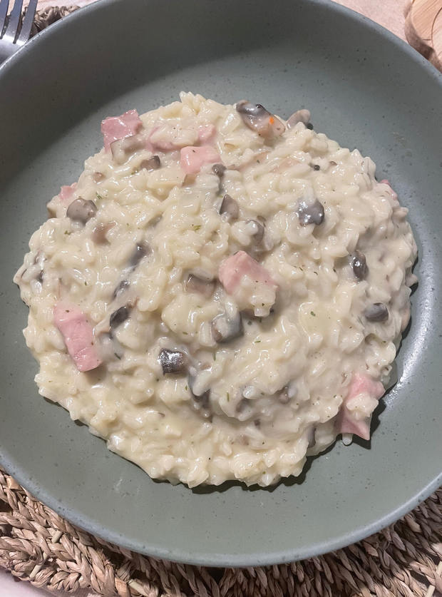 Carbonara Risotto by Lauren Rochester, Wiltshire pinchofnom.com