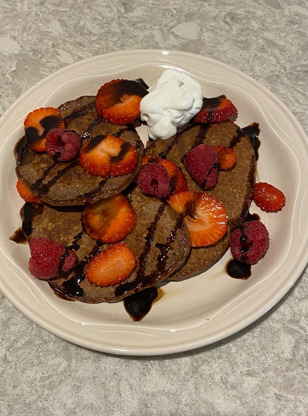 Chocolate Pancakes by Helen Diggines, Norfolk pinchofnom.com