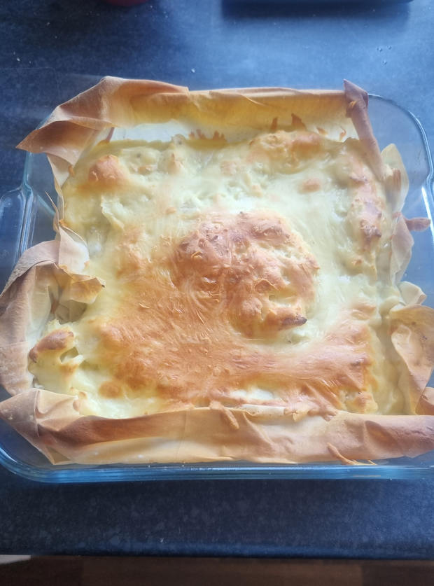 Cheese, Onion and Potato Pie Recipe. Image by Brownie - Pinch of Nom