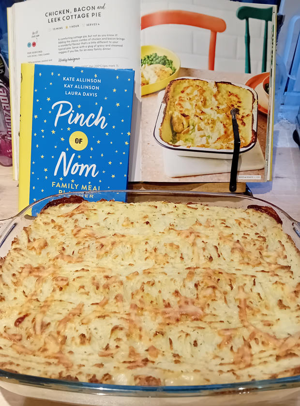 Chicken Bacon and Leek Cottage Pie by Nancy Chrimes, Bury pinchofnom.com