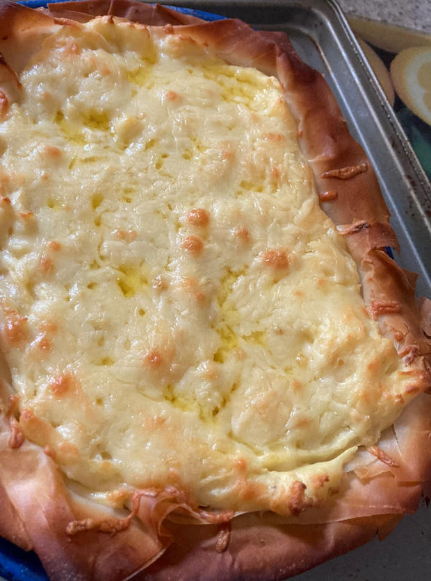 Cheese, Onion and Potato Pie by Larraine, Dartford pinchofnom.com