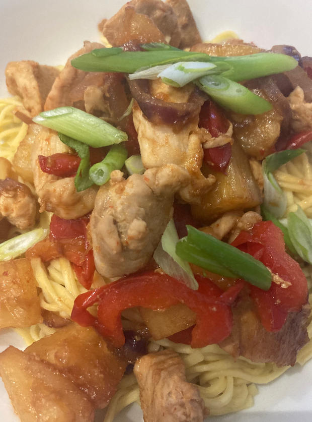 Chicken and Pineapple Stir-Fry by Emilyudall01, Newark pinchofnom.com