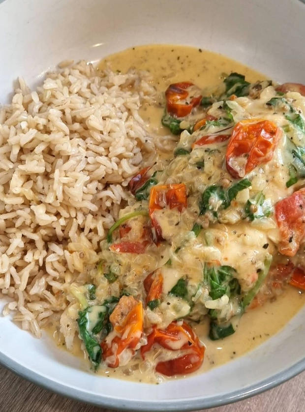 Creamy Tuscan Chicken by Becky, Essex pinchofnom.com