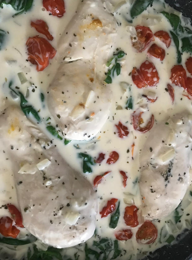 Creamy Tuscan Chicken by Chelsea, Middlesbrough pinchofnom.com