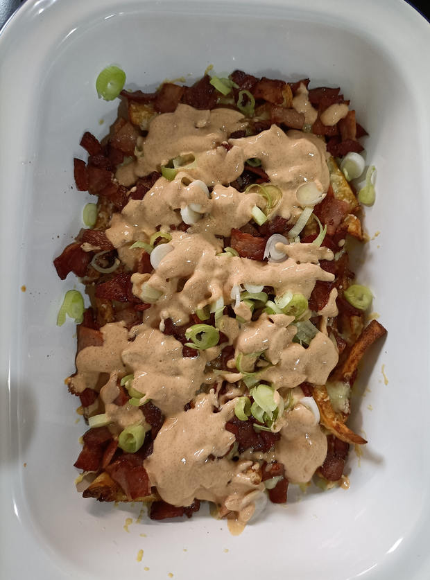 Fully-loaded Bacon Fries by Andie, Yorkshire pinchofnom.com