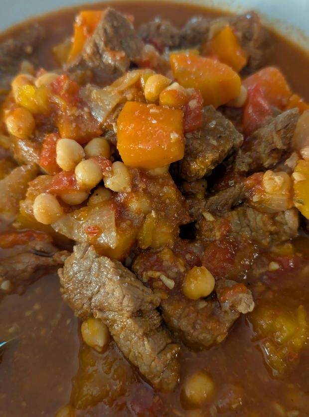Harissa Beef Stew by Kelly, St Helens pinchofnom.com