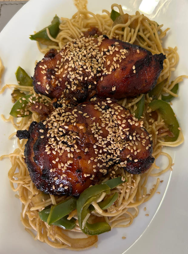 Honey Soy Chicken Thighs by Clare, Saundersfoot pinchofnom.com