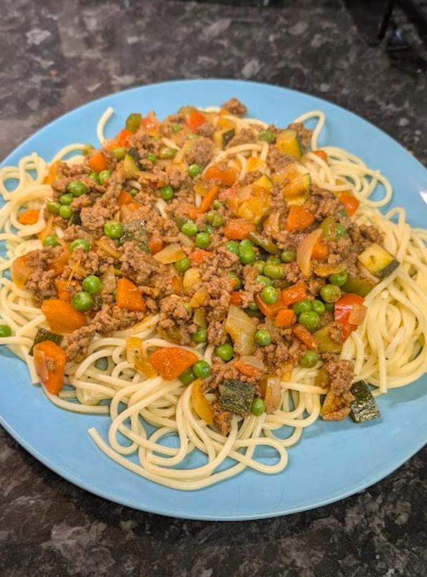 Keema Spaghetti by Nicola, Pembrokeshire pinchofnom.com