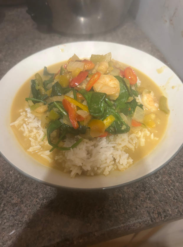 Prawn and Spinach Curry by Jugsjill, Darlington pinchofnom.com