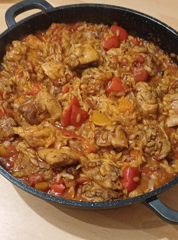 Ras el Hanout Chicken and Orzo Bake by Chris, Birmingham pinchofnom.com