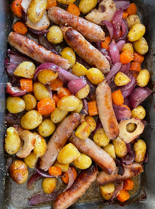 Sausage Traybake Recipe. Image By Jill H - Pinch Of Nom