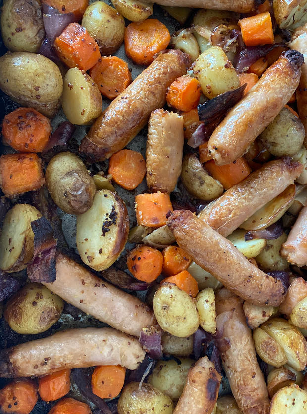 Sausage Traybake Recipe. Image by Lindsey Jones - Pinch of Nom