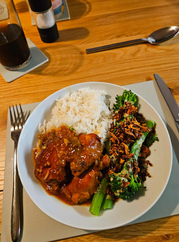 Slow Cooker Garlic Sesame Chicken Thighs pinchofnom.com