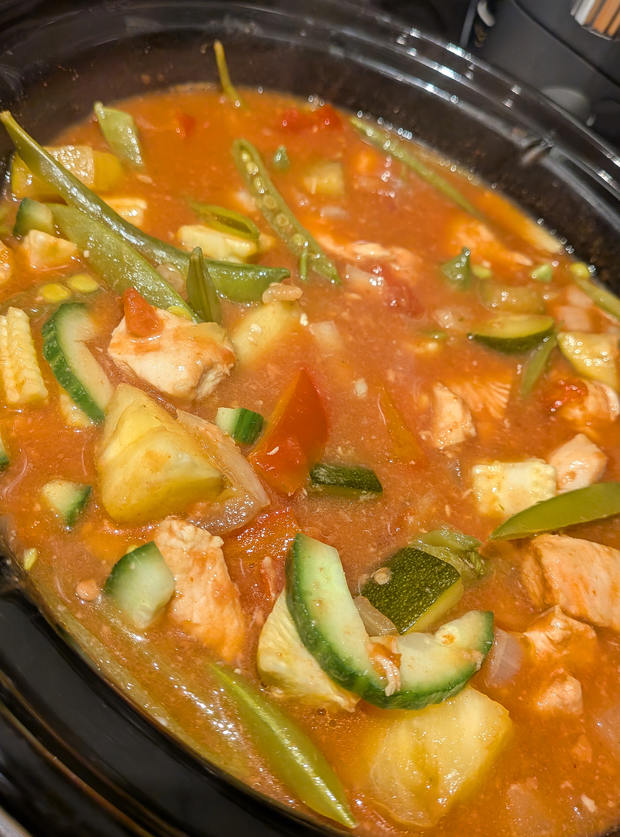 Slow Cooker Sweet and Sour Chicken by JBT, Warrington pinchofnom.com