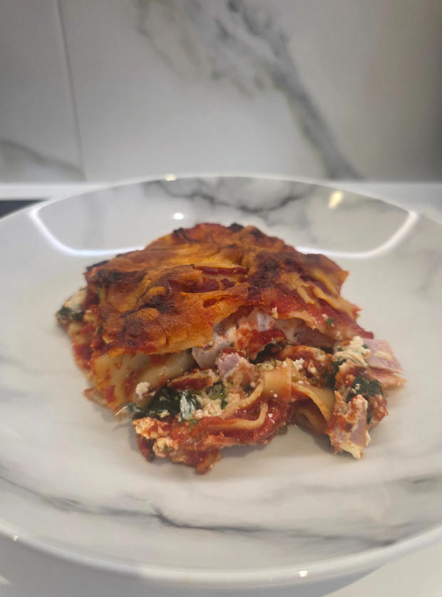 Slow Cooker Ham, Spinach and Ricotta Lasagne by Nikkie, West Yorkshire pinchofnom.com