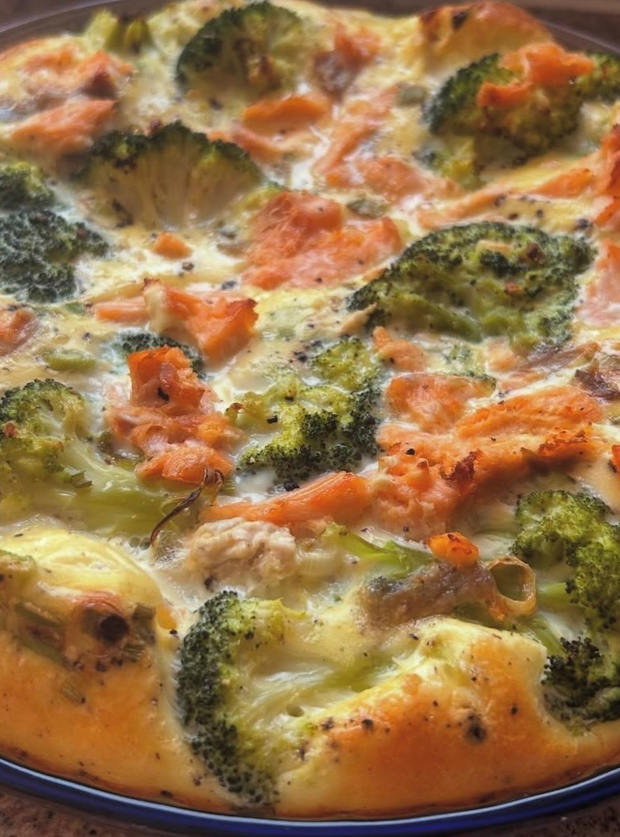 Smoked Salmon and Broccoli Quiche by Karolina Rogers, Peterborough pinchofnom.com
