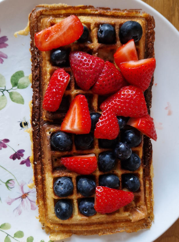 Strawberry and Vanilla Waffles by Karen, Cambridge pinchofnom.com