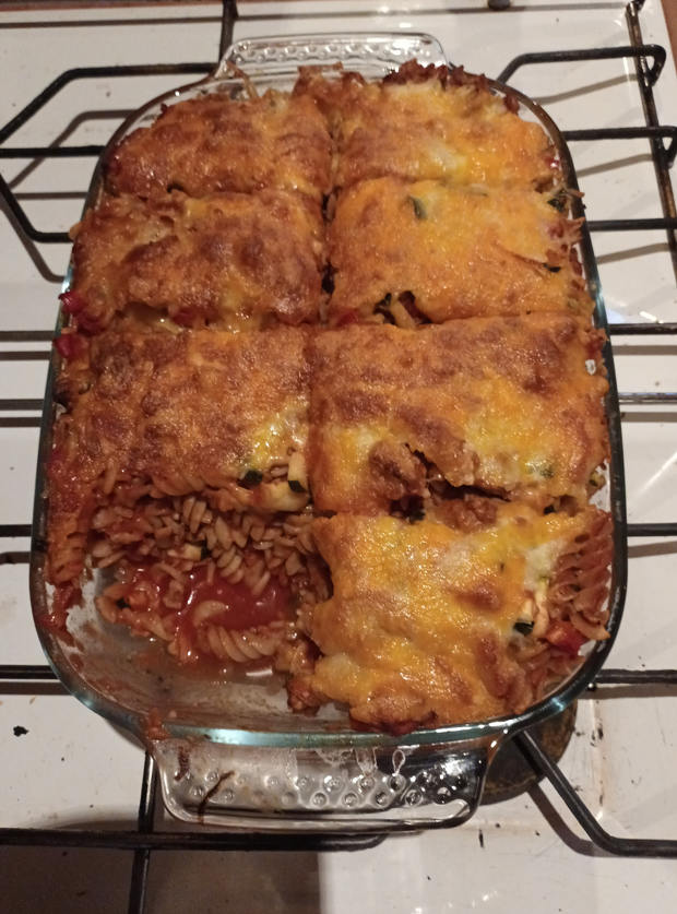 Turkey Ratatouille Pasta Bake by Trine Wager, Denmark pinchofnom.com