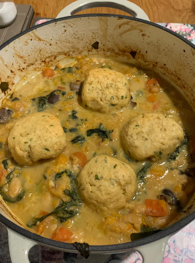 Vegetable Stew With Cheesy Dumplings Recipe Image By Marie Holmes Pinch Of Nom